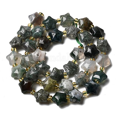 Природные моховой агат бисер нитей G-Z080-A27-10mm-1