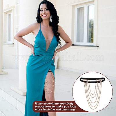 Цепочка на бедро из сплава с кисточками и кристаллами для женщин&nbsp;AJEW-WH0554-38A-1