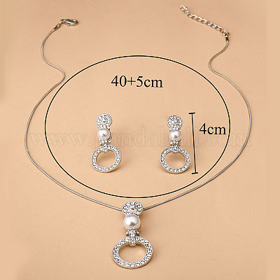 Комплекты из ожерелий и серег-гвоздиков из сплава колец FS-WG38D5D-01-1