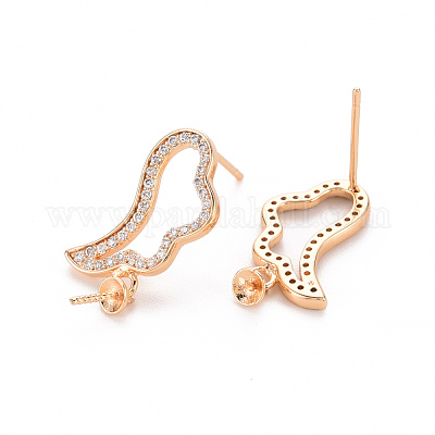 Серьги из латуни с микропейвом и прозрачным фианитом KK-T062-233G-NF-1