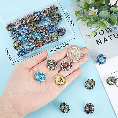 Wholesale SUNNYCLUE 1 Box 36Pcs Snap Jewelry Charms Bulk Glass Snap Buttons  Mandala Flower Charm Interchangeable Snaps Button for Jewelry Making  Lanyard Necklace Bracelets Breakaway Buttons Adult Craft 18mm 