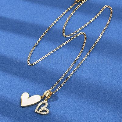 Ожерелья с подвесками из латуни с микропаве и кубическим цирконием NJEW-C076-13G-1