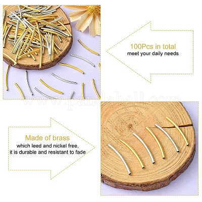 100шт 2 цвета латунные бусины трубки TIBEB-YW0001-21-1