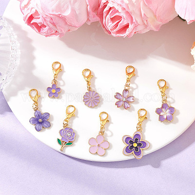 Подвески из эмали из цветочного сплава HJEW-JM03801-1