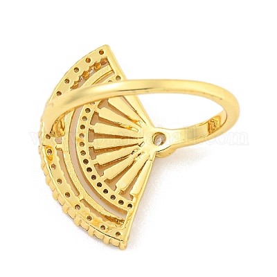 Открытые манжеты из латуни с микропаве и прозрачным цирконием для женщин RJEW-L121-032G-1