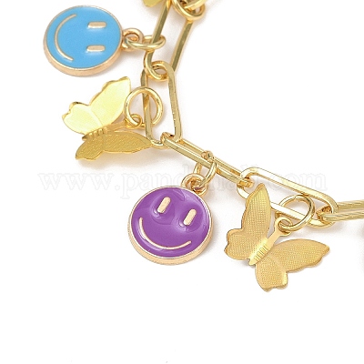 Браслеты с подвесками из латуни и эмалевого сплава BJEW-JB11626-1