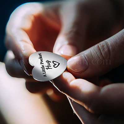 1 набор памятных монет из нержавеющей стали в форме сердца с двусторонней гравировкой на тему дружбы для лиц AJEW-GL0001-60-005-1