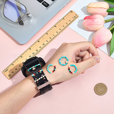 6 шт. 2 стиля стеклянных бусин декоративные кольца для ремешка для умных часов&nbsp;AJEW-CP0009-94A-1