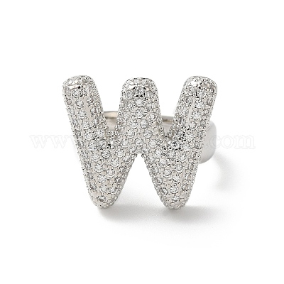 Открытое кольцо-манжета из латуни с надписью микро паве для женщин с прозрачным кубическим цирконием RJEW-N046-03W-P-1