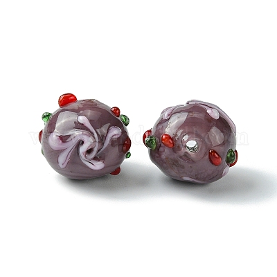 Ручной работы ухабистым Шарики Lampwork FOIL-B001-08F-1