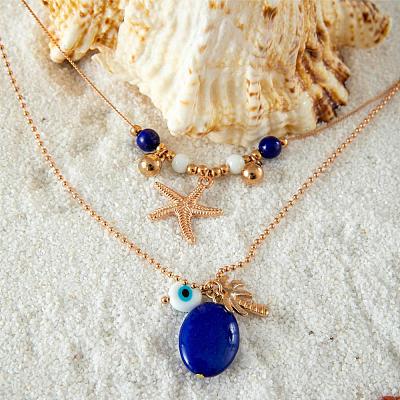 Двухслойные ожерелья из сплава с подвесками из морской звезды FS-WGC9AA5-01-1