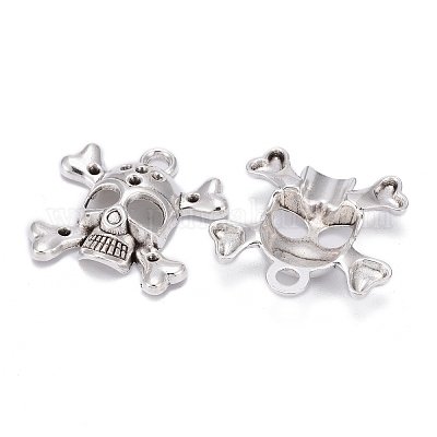 Сплав Crossbone сеттинги горный хрусталь кулон череп EAA212Y-1