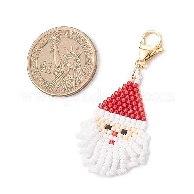 Подвеска Санта-Клаус из стеклянных бусинок HJEW-MZ00319-1