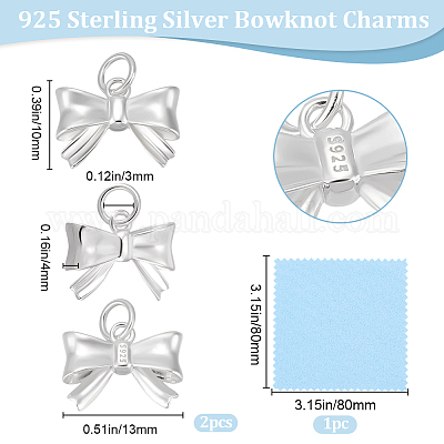 2 шт. 925 подвески-банта из стерлингового серебра STER-BBC0007-90-1