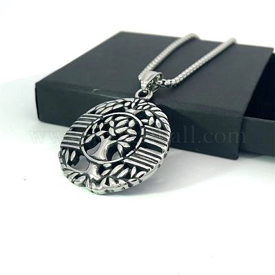 Кулон из нержавеющей стали «Дерево жизни» винтажные полые ожерелья для мужчин ET4127-1