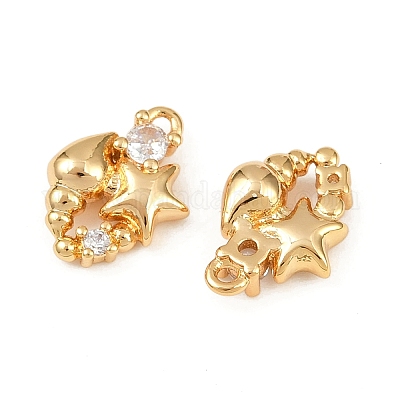 Подвески из латуни с микропаве из кубических цирконий на тему океана KK-F902-08T-G-1