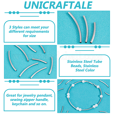 90 шт. 3 стиля трубчатых бусин из нержавеющей стали 304 STAS-UN0060-13-1