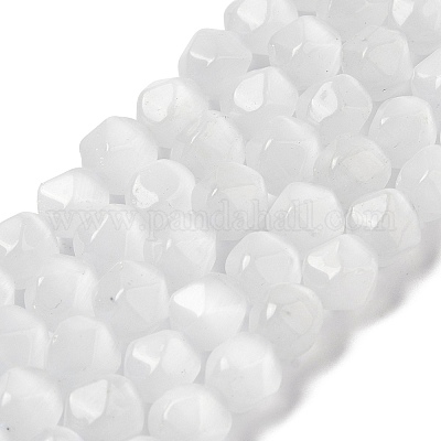 Нити белых бусин «кошачий глаз» G-Q169-E10-01-1