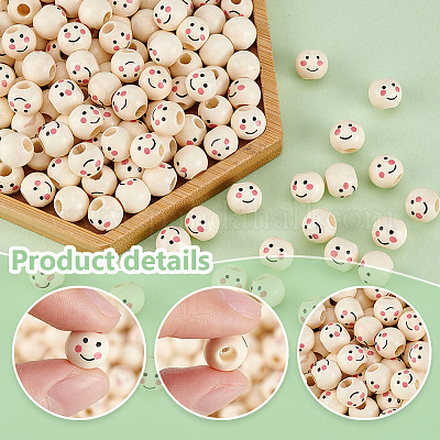 Набивные европейские бусины из натурального дерева WOOD-PH0002-79A-1