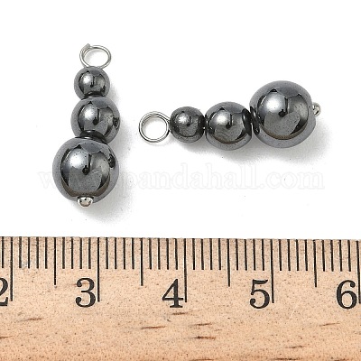 Синтетические немагнитные гематитовые круглые бусины-подвески PALLOY-JF02867-05-1