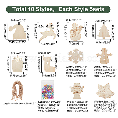 11 стиль незаконченного деревянного рождественского подвесного украшения HJEW-WR0001-06-1