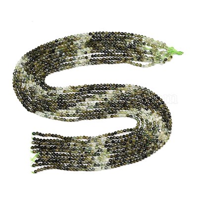 Нити бусин из натурального зеленого турмалина G-G302-A01-3mm-1
