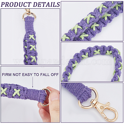 Хлопковый плетеный ремешок ручной работы с подвеской на запястье KEYC-WH0007-001A-1