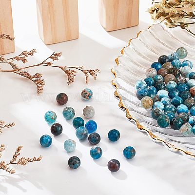 Круглые бусины пряди природного апатита G-NB0003-83-1