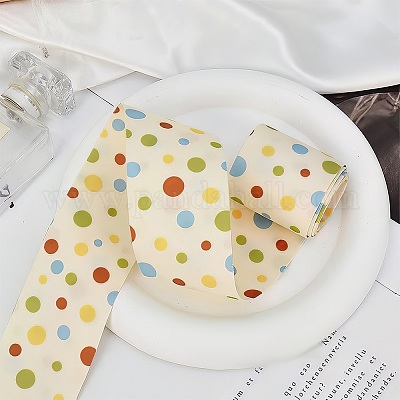 4м 2-х цветная шелковая лента с узором в горошек повязка на голову&nbsp;AJEW-DJ0005-70-1