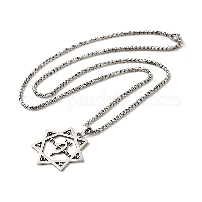 Не тускнеющие ожерелья с подвеской в виде звезды-гептаграммы NJEW-C044-05P-1