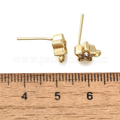 Фурнитура для сережек-гвоздиков из латуни с кубическим цирконием KK-Q048-16G-1