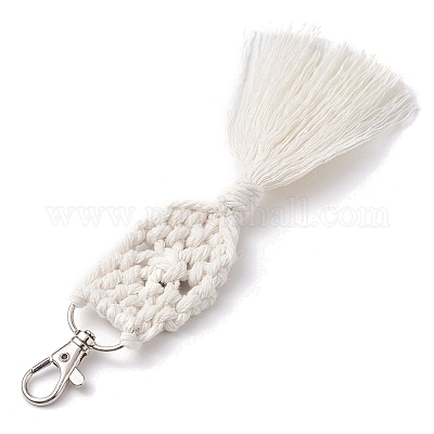 Подвеска ручной работы из хлопковых ниток и смолы в стиле макраме от сглаза HJEW-JM02627-02-1