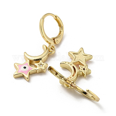 Серьги с подвесками из латуни с покрытием из настоящего 18-каратного золота EJEW-A033-18G-02-1