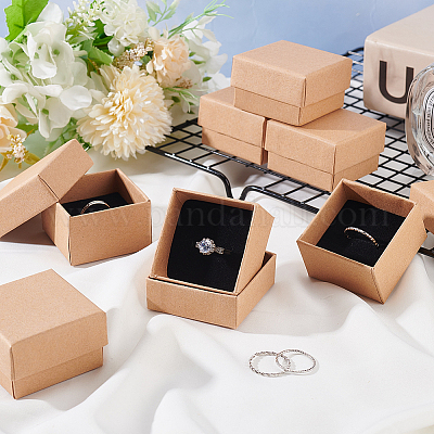 24PCS Cardboard Jewelry Box Rectangle Kraft Brown Necklace Ring Gift Boxes