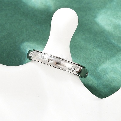 Вращающиеся кольца для пальцев из нержавеющей стали 304 со стразами RJEW-A074-01C-P-1