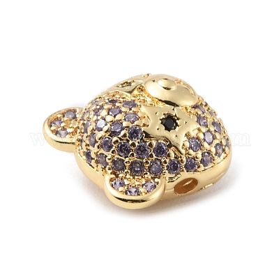 Латунные микро проложить кубического циркония бусы KK-P233-11G-1