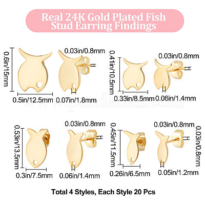 80 шт. 4 шт. фурнитура для сережек-гвоздиков из нержавеющей стали 201 STAS-BBC0001-75-1