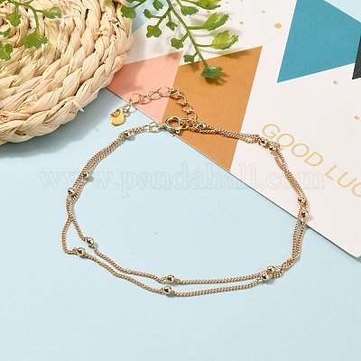 Wholesale Brass Curb Chains Double Layer Anklets - Pandahall.com