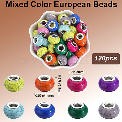 120шт смоляные европейские бусины FIND-SP0002-05B-1