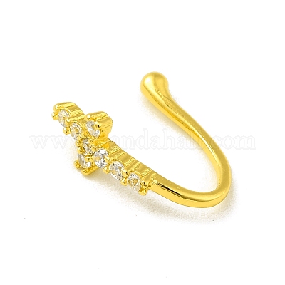 Прозрачная крестообразная клипса из циркония на кольцах в носу AJEW-F059-11G-1