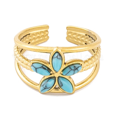 Открытые манжетные кольца из нержавеющей стали 304 RJEW-G314-02G-1