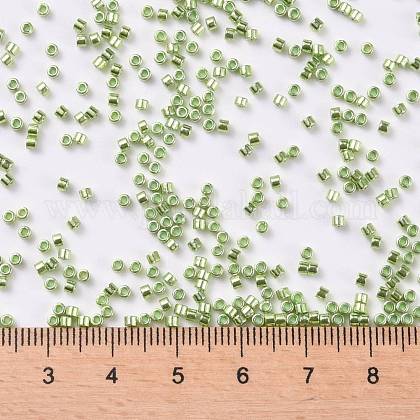 シリンダーシードビーズ  メタリックカラー  均一サイズ  淡緑色  2x1.5mm  穴：0.8mm  約888個/10g X-SEED-H001-D10-1
