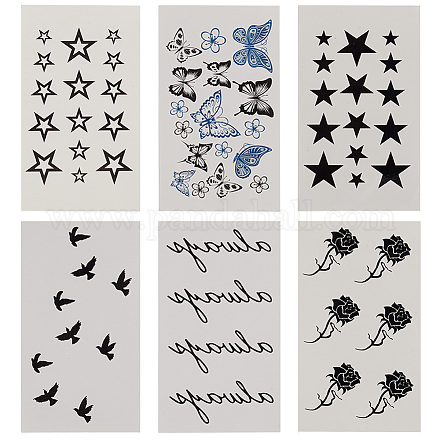 Gorgecraft 12 Sheets 6 Style Cool Sexy Body Art Removable Temporary Tattoos Paper Stickers DIY-GF0007-12-1