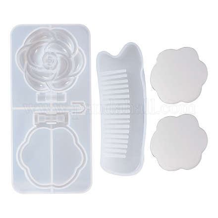 Kits de moules en silicone bricolage peigne et miroir DIY-TA0008-42-1