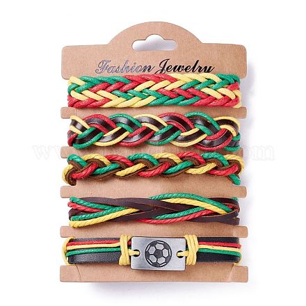 Ensemble de bracelets de cordon en cuir pour hommes femmes BJEW-C005-02C-1