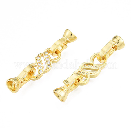 Brass Micro Pave Clear Cubic Zirconia Fold Over Clasps KK-N231-353LG-1