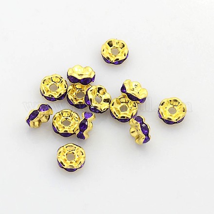 Acrylic Brass Rhinestone Spacer Beads RSBGC22-1