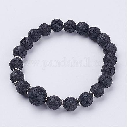 Natürliche Lava Rock Perlen Stretch Armbänder BJEW-JB02852-1