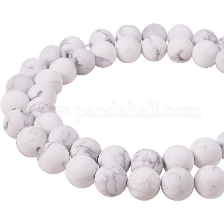 Frosted Natural Howlite Bead Strands G-PH0028-8mm-01-1