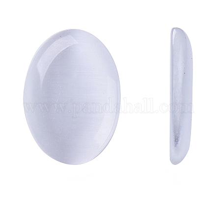 キャッツアイガラスカボション  楕円形/ライス  ホワイト  約10 mm幅  長さ14mm  約3 mm厚 CE061-10X14-9-1